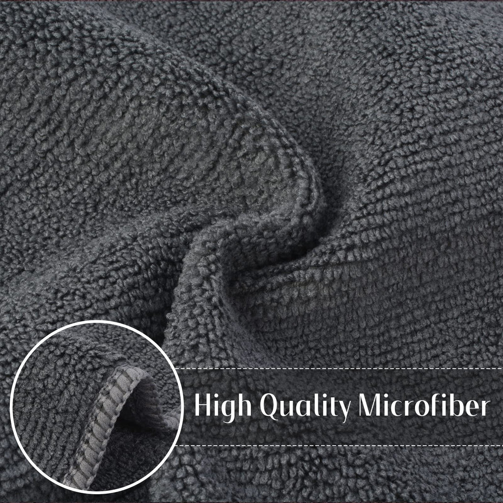 Sinland 12Pack Microfiber Cleaning Cloths All-Purpose Soft Dish Cloth Absorbent Cleaning Rags Lint Less Car Cloth Cleaning Towels for Home, Kitchen, Office 12 Inch X 12 Inch Grey
