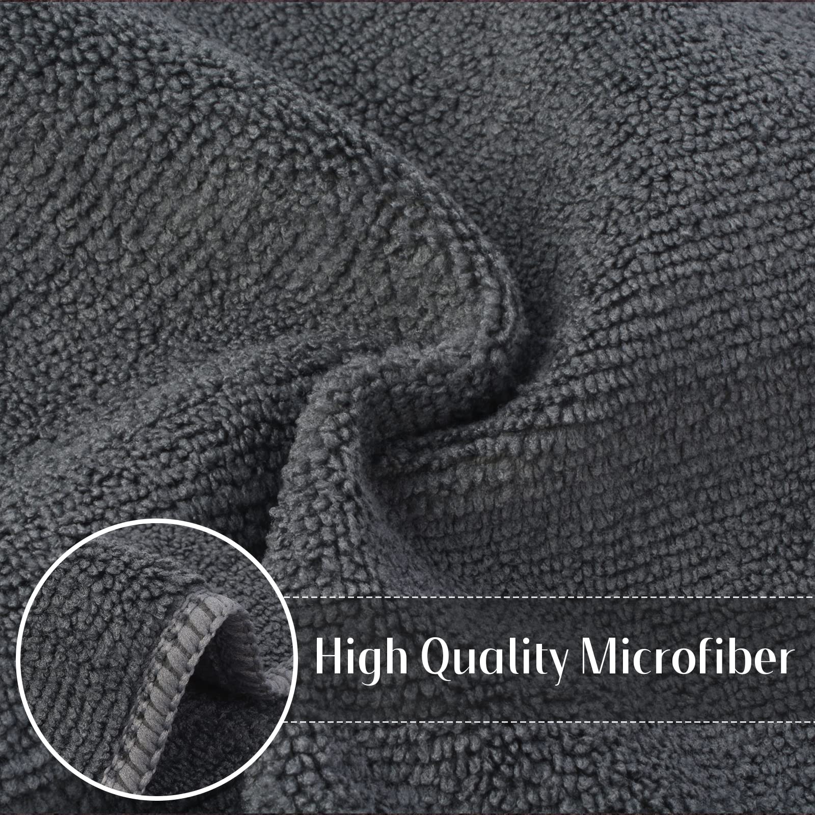 Sinland 12Pack Microfiber Cleaning Cloths All-Purpose Soft Dish Cloth Absorbent Cleaning Rags Lint Less Car Cloth Cleaning Towels for Home, Kitchen, Office 12 Inch X 12 Inch Grey