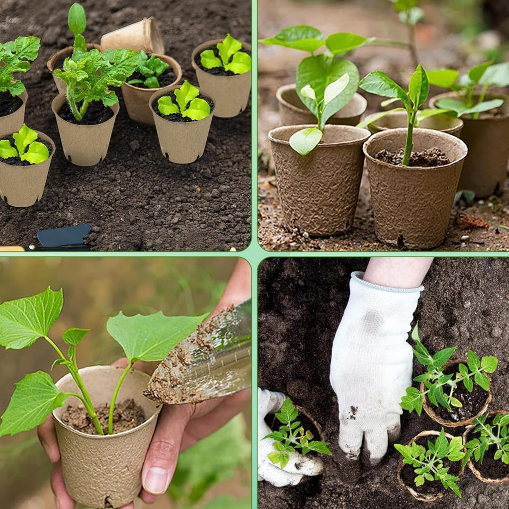 100-Pack 3 Inch Peat Pots for Seedling with Plant Labels, Biodegradable Plant Cups, Seed Starter Pots with Mini Seedling Tools for Garden Germination Nursery Pot