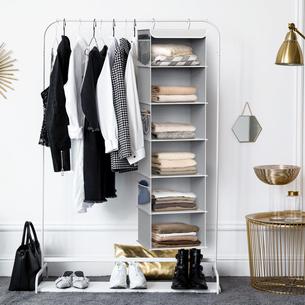Simple Houseware 6 Shelves Hanging Closet Organizers Storage, Grey