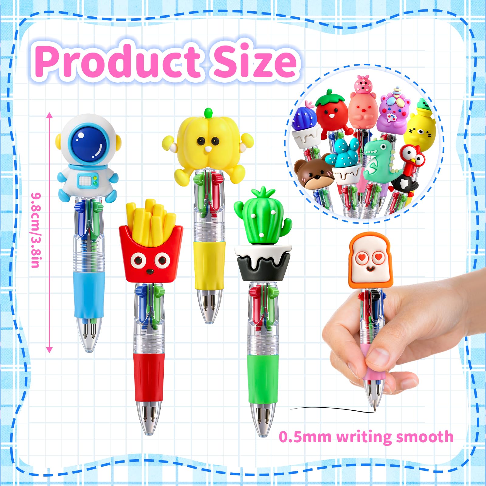 Natonhi Multicolor Pen in One,40pcs Cute Pens for Kids,Fun Pens for Classroom Prizes,Party Favors,Student Rewards,Birthday Gifts,School Supplies
