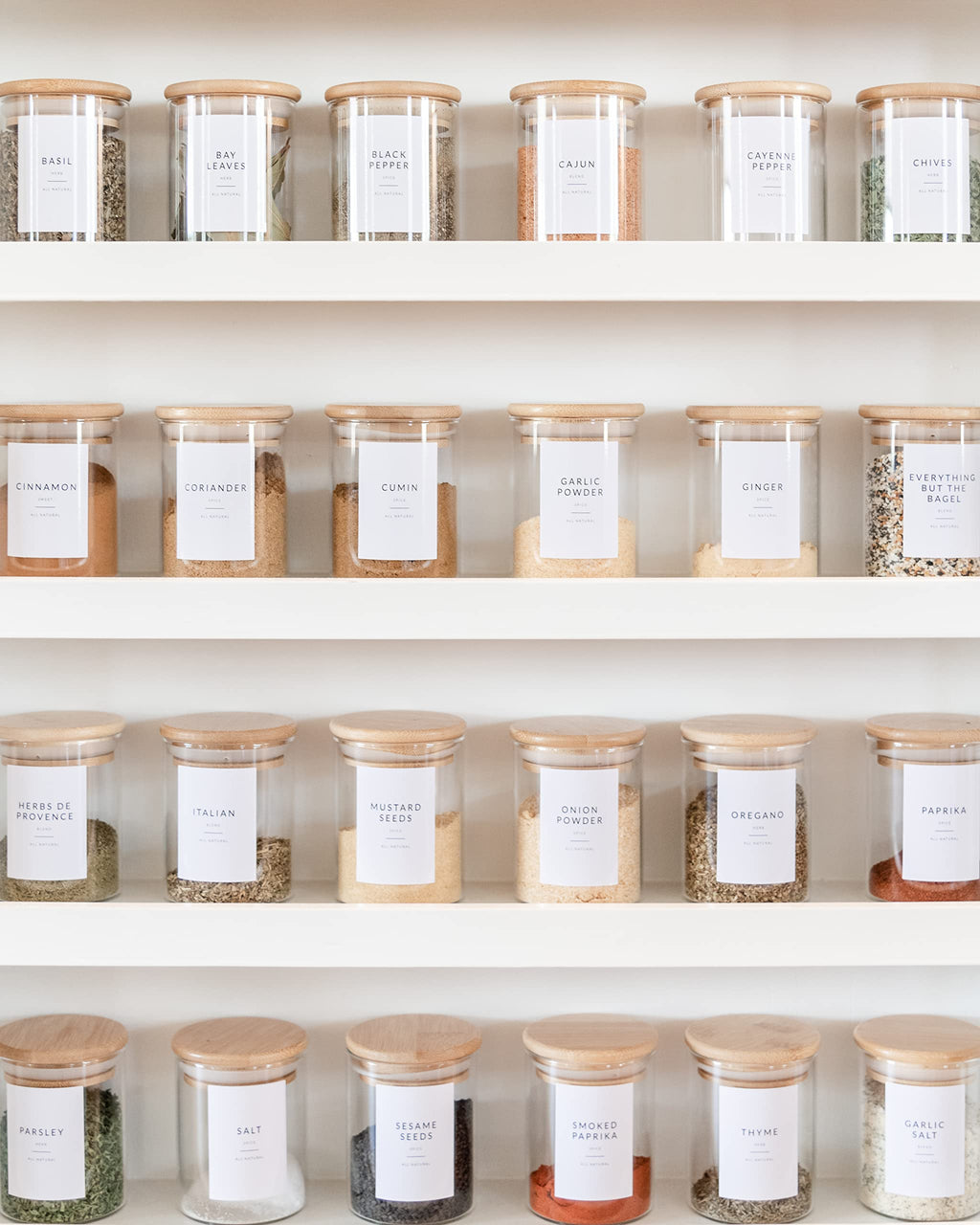 Minimalist Spice Jar Labels – 146 Preprinted Stickers for Spice, Herb & Seasoning Containers – Kitchen Pantry Organization