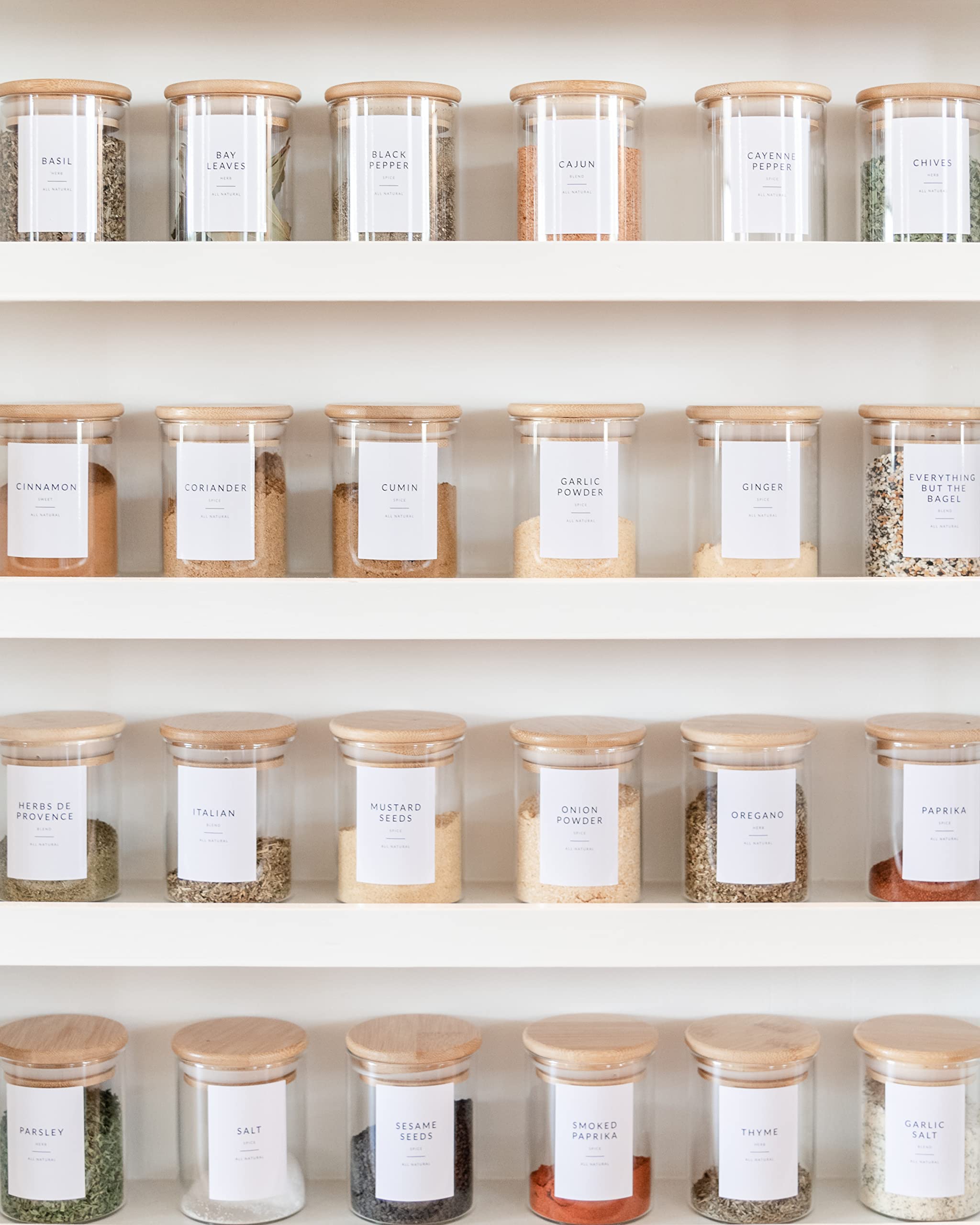 Minimalist Spice Jar Labels – 146 Preprinted Stickers for Spice, Herb & Seasoning Containers – Kitchen Pantry Organization