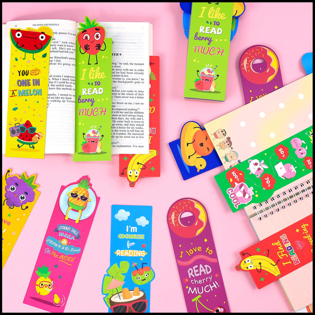 60PCS Scented Bookmarks Bulk for Kids, Scratch and Sniff Bookmarks Rewards, Scented Smelly Cute Fruit Theme Sayings Assorted Educational Gifts for Students Teachers Classroom,10 Styles