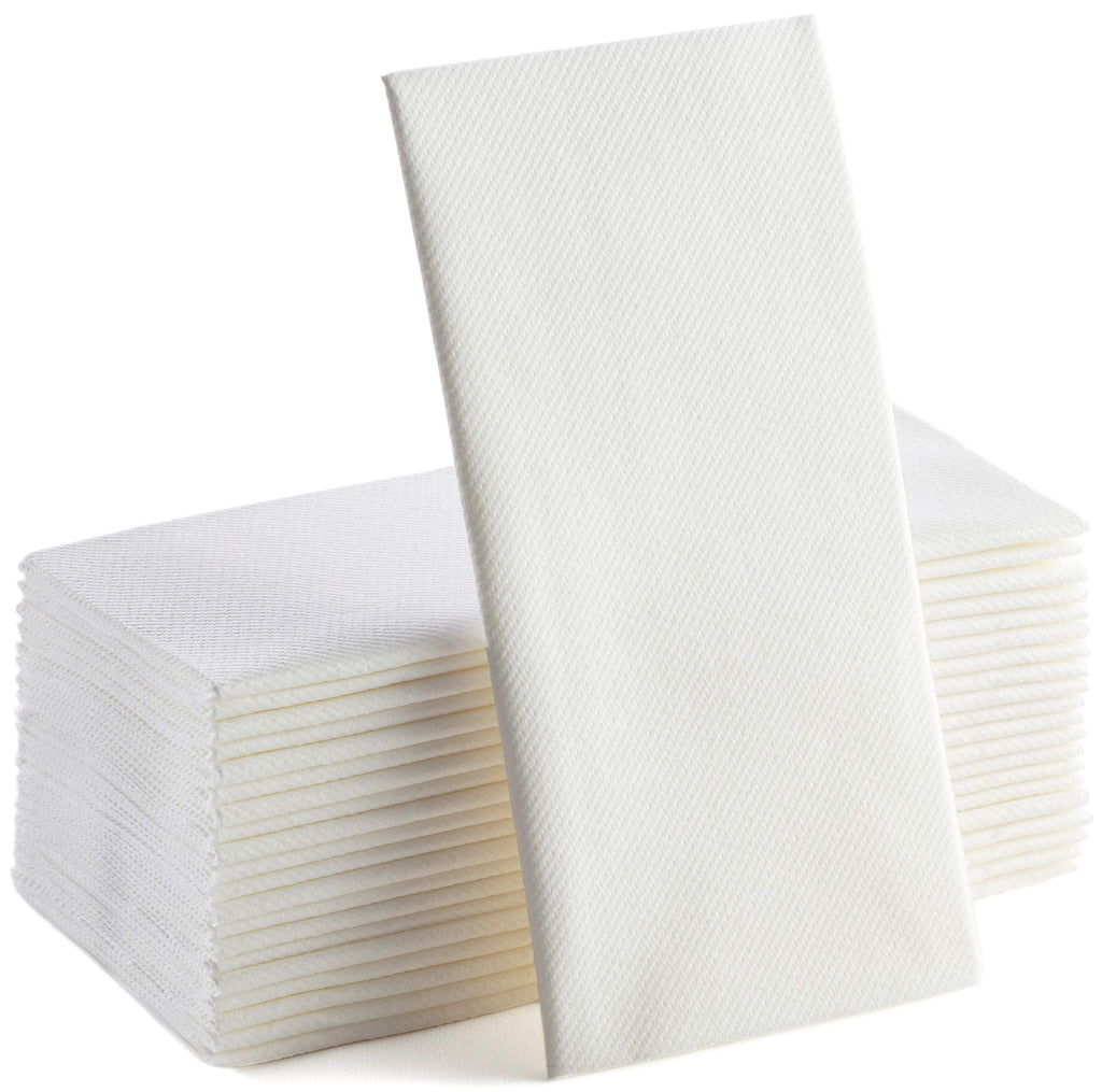 50 Count Disposable Hand Towels for Bathroom - Paper Guest Towels White Dinner Napkins, Linen Feel Guest Napkins Events Parties 16"x16"