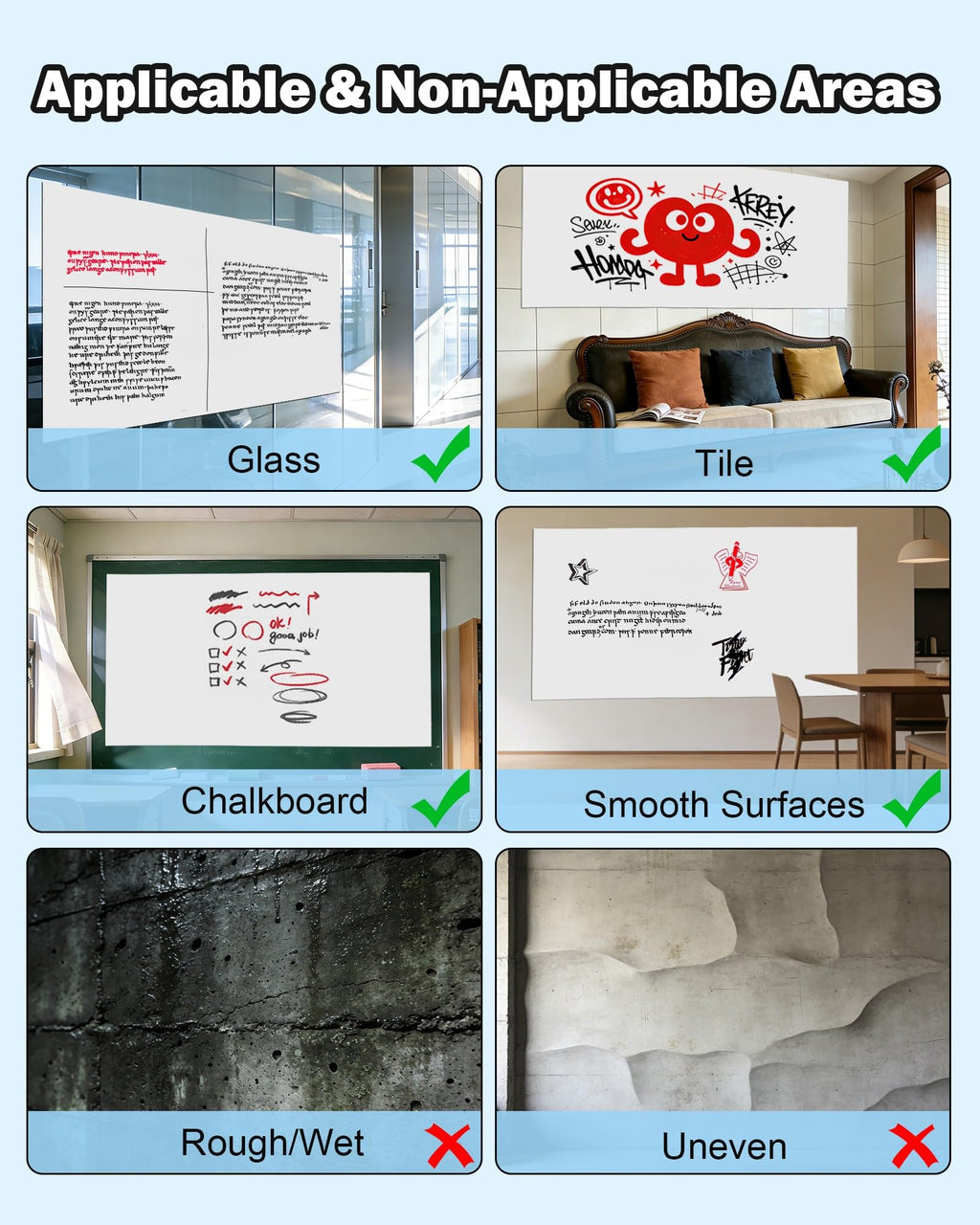 Dry Erase Whiteboard Sticker for Wall - 16.7 x 118.1 inches, No Ghosting PET White Board Wallpaper Roll, No Residue, Peel and Stick Contact Paper with 2 Markers & Cloth for Home Office Classroom
