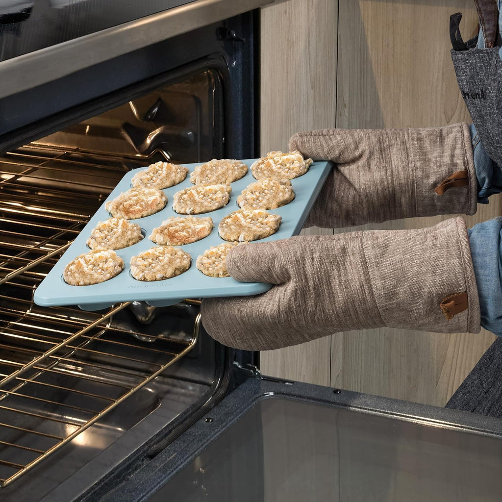 KitchenAid - Non Stick Muffin Pan, Aluminized Steel for Even Heating, Perfect for Muffins and Cup Cakes (12 Cup, Mineral Water)