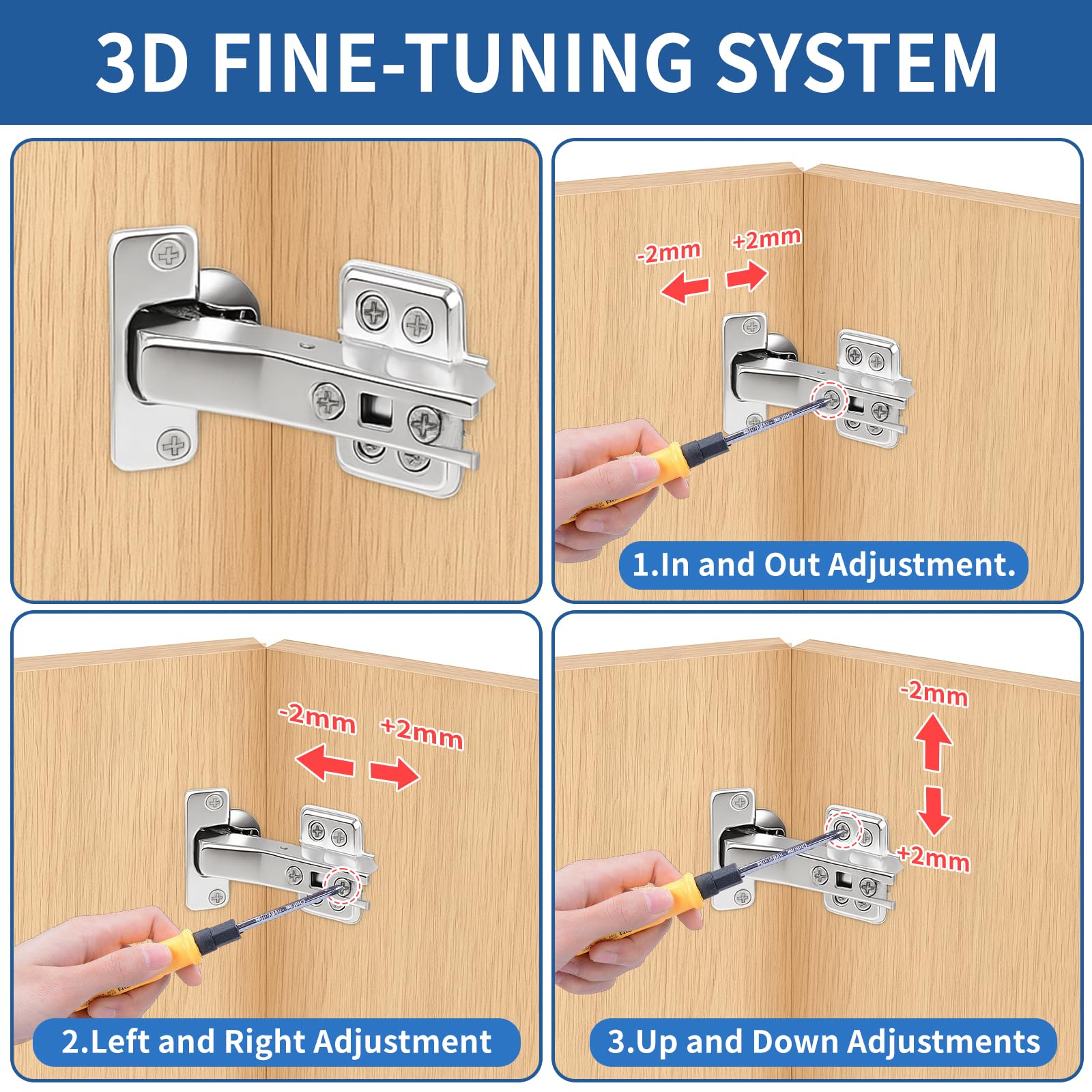 TamBee 1 Pair 45 Degree Hinges Soft Close Cabinet Corner Hinges Kitchen Cupboard Concealed Hinges Stainless Steel Hydraulic Buffer Dampers for Cabinet Door with Screws