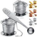 Apace Loose Leaf Tea Infuser (Set of 2) with Tea Scoop and Drip Tray - Ultra Fine Stainless Steel Strainer & Steeper for a Superior Brewing Experience (Silver, Medium)