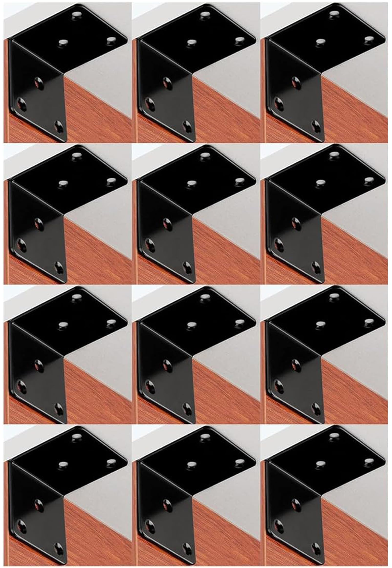 12Packs 2in Black L Corner Brackets for Wood, 2 X 2 Inch Heavy Duty Coner Bracket Brace Joint Right Angle Bracket 90 Degree Corner Fastener