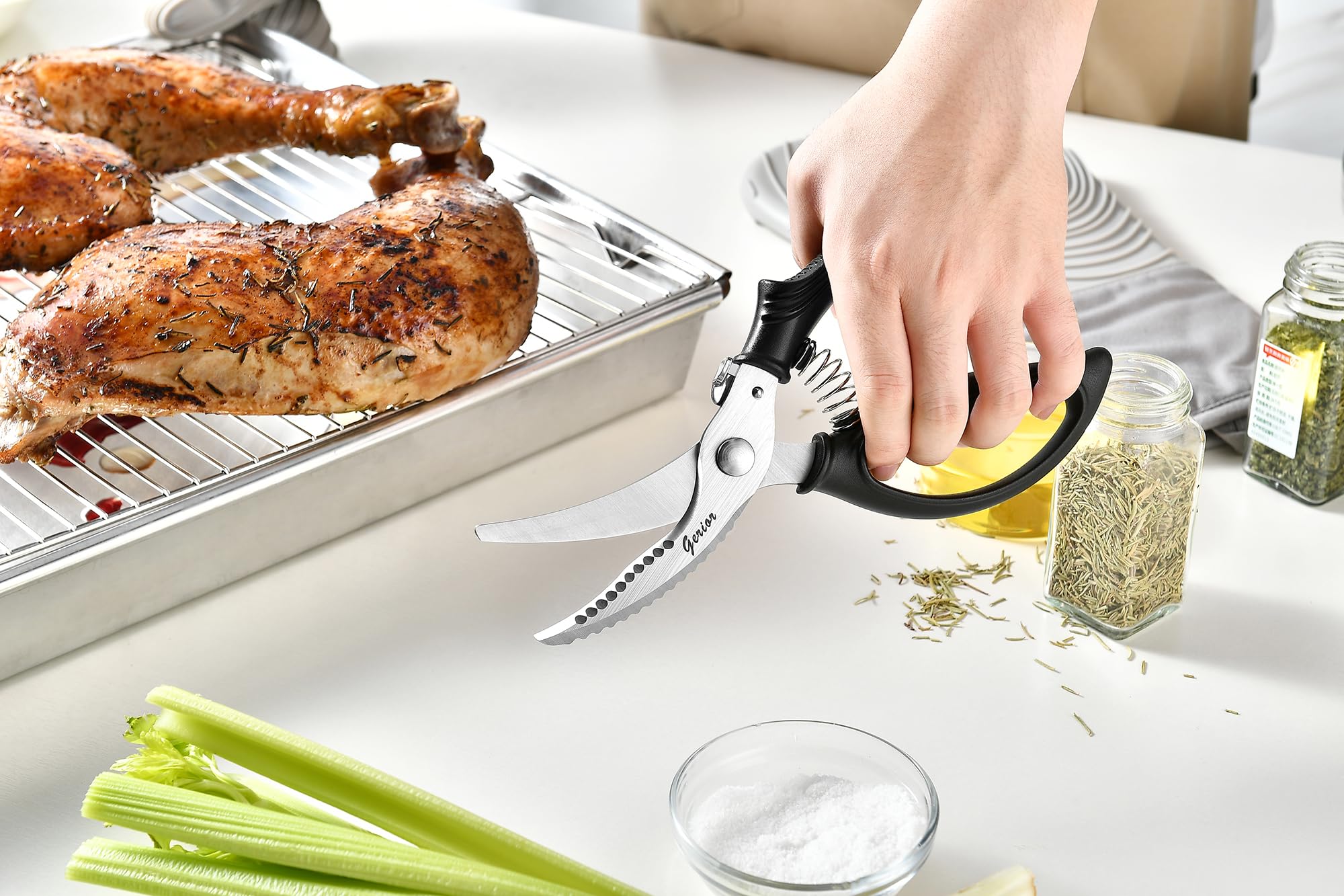Heavy Duty Poultry Shears - Kitchen Scissors for Cutting Chicken, Poultry, Game, Meat - Chopping Vegetable - Spring Loaded