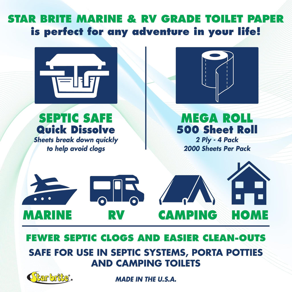 Star brite 071850 Toilet Tissue Marine/RV 2ply (500/S), 4 Pack