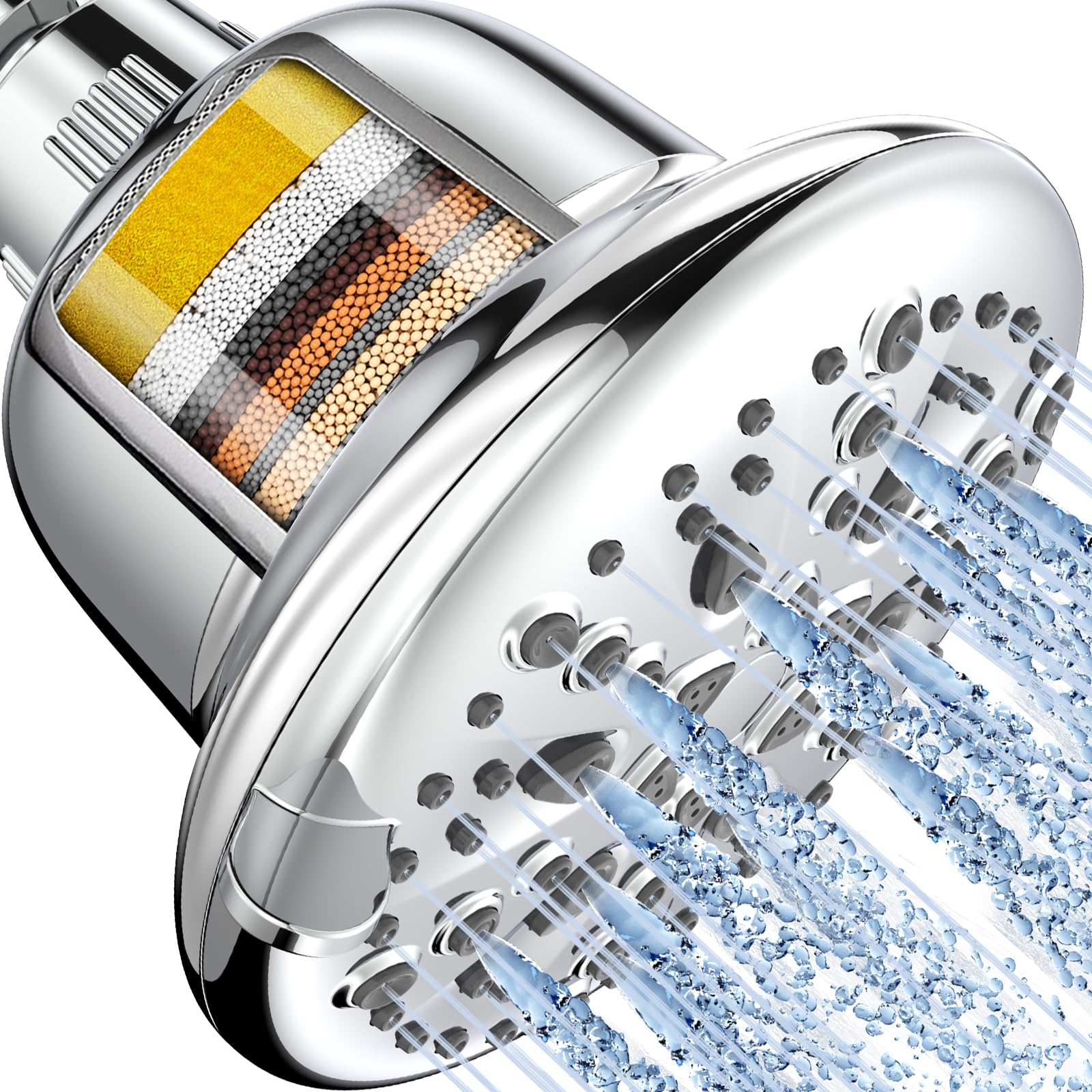 Cobbe Filtered Shower Head, High Pressure 7 Spray Modes Shower Head with Filters, 16 Stage Shower Head Filter for Hard Water for Remove Chlorine and Harmful Substances (5 Inch Chrome)