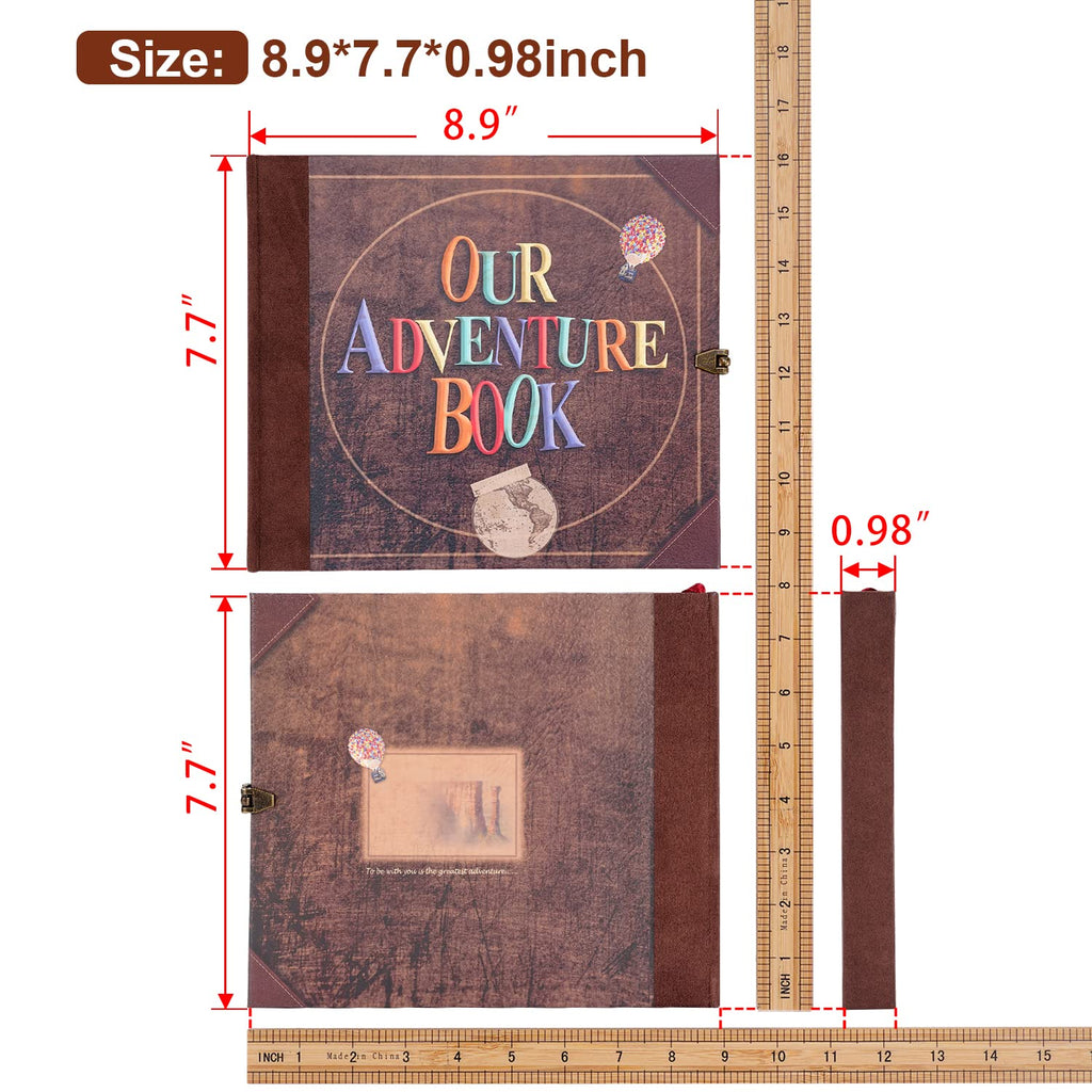 Our Adventure Book Scrapbook Photo Album Retro Style Embossed Letter Cover Travel Diary Journal Scrap Book Kit For Couples Memory Book For Anniversary Wedding,Best Friend Gift