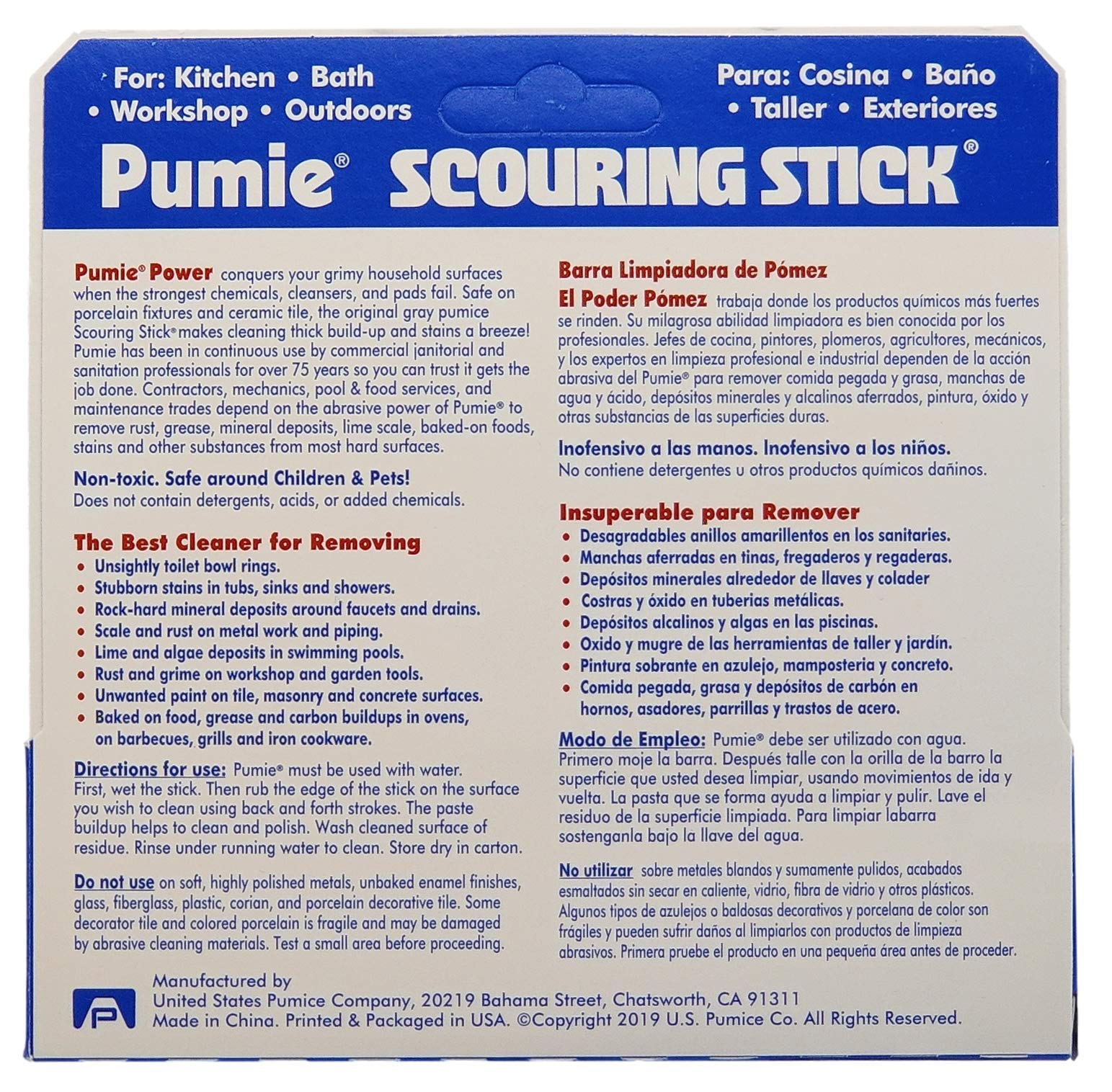3-Pack PUMIE Pumice Stone for Toilet Bowl Cleaning, Pumice Scouring Stick for Removing Hard Water Rings, Buildups, Rust, Tough Stains on Toilet Bowl, Bathtub, Pool, Kitchen Sinks, Grill, Tiles Surface