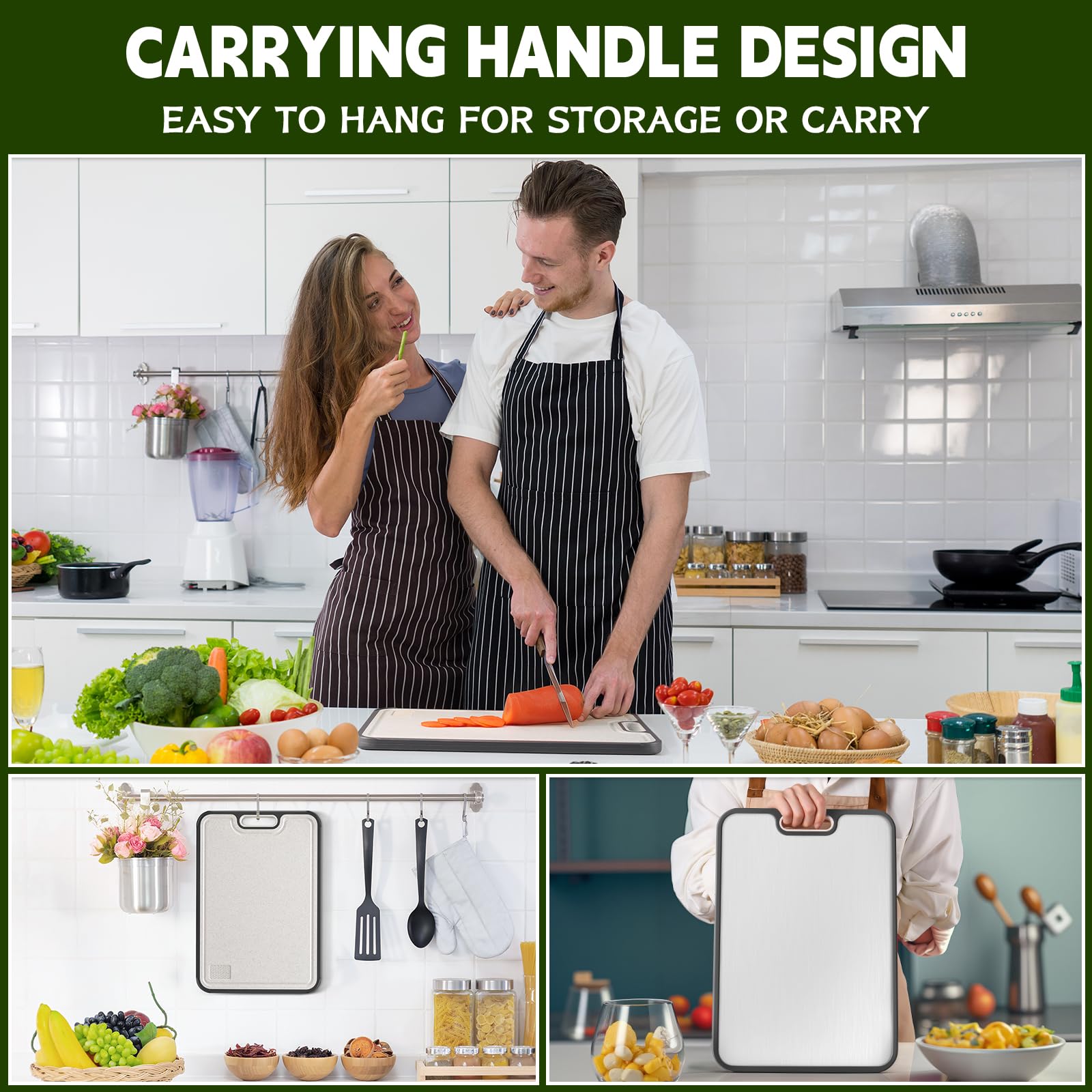 Cutting Board,Titanium Cutting Board, Kitchen Essentials, Cutting Boards for Kitchen, Double Sided Food Grade, Planche a Decouper, Chopping Board and Wheat Straw PP, Easy to Clean Large Size 16”×11”