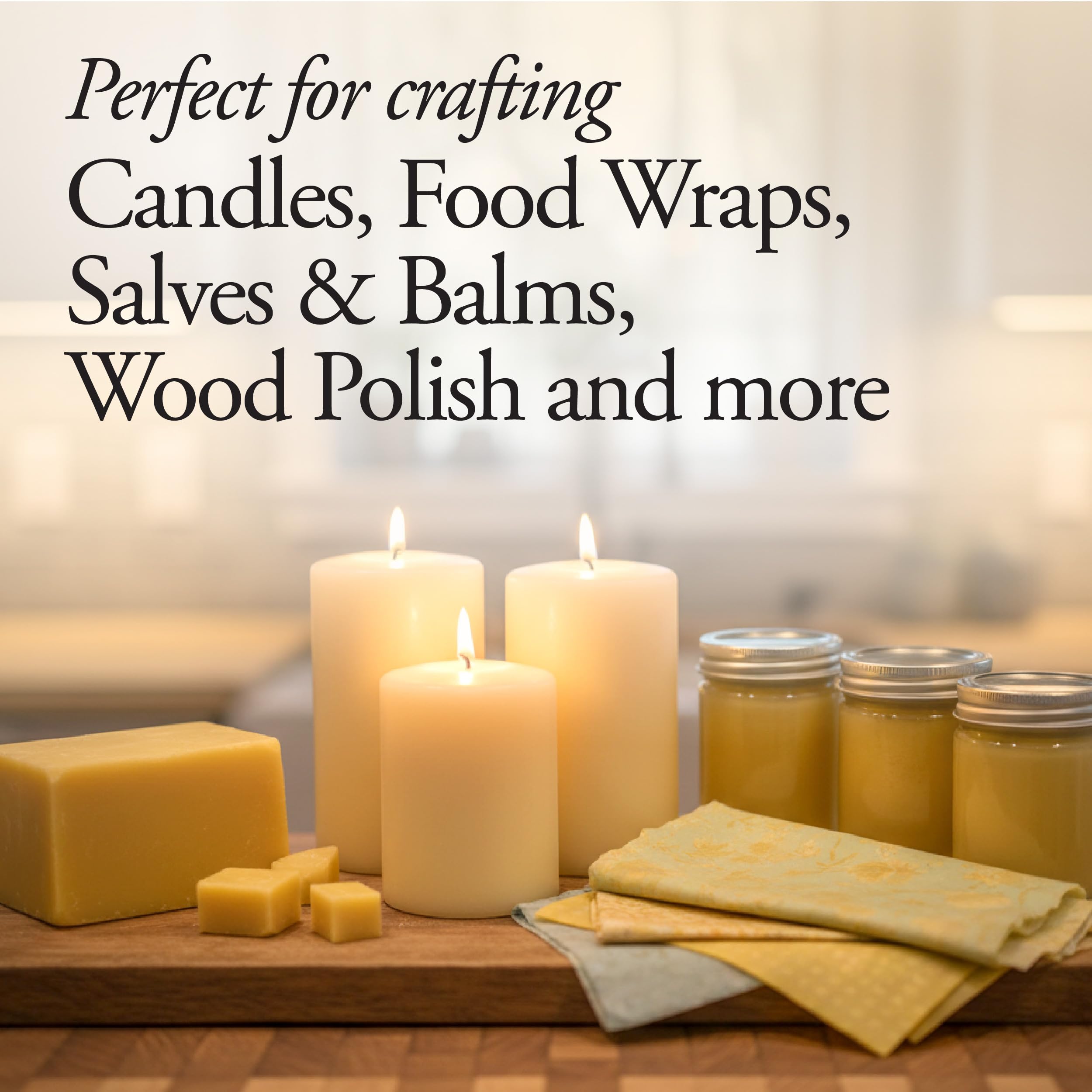 Dutchman’s Gold Beeswax Block, 454 g (1 lb) | 100% Pure Canadian Cosmetic Grade Beeswax | Handcrafted | Ideal for Candles, Food Wraps, Crafts & DIY Projects