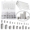 HanTof 747Pcs 21 Sizes Metric M2/M2.5/M3/M4/M5/M6/M8 Allen Head Socket Hex Grub Set Screws,Internal Hex Drive Headless Cup-Point Set Screws Assortment Kit with 7Pcs Hex Wrenches,304 Stainless Steel