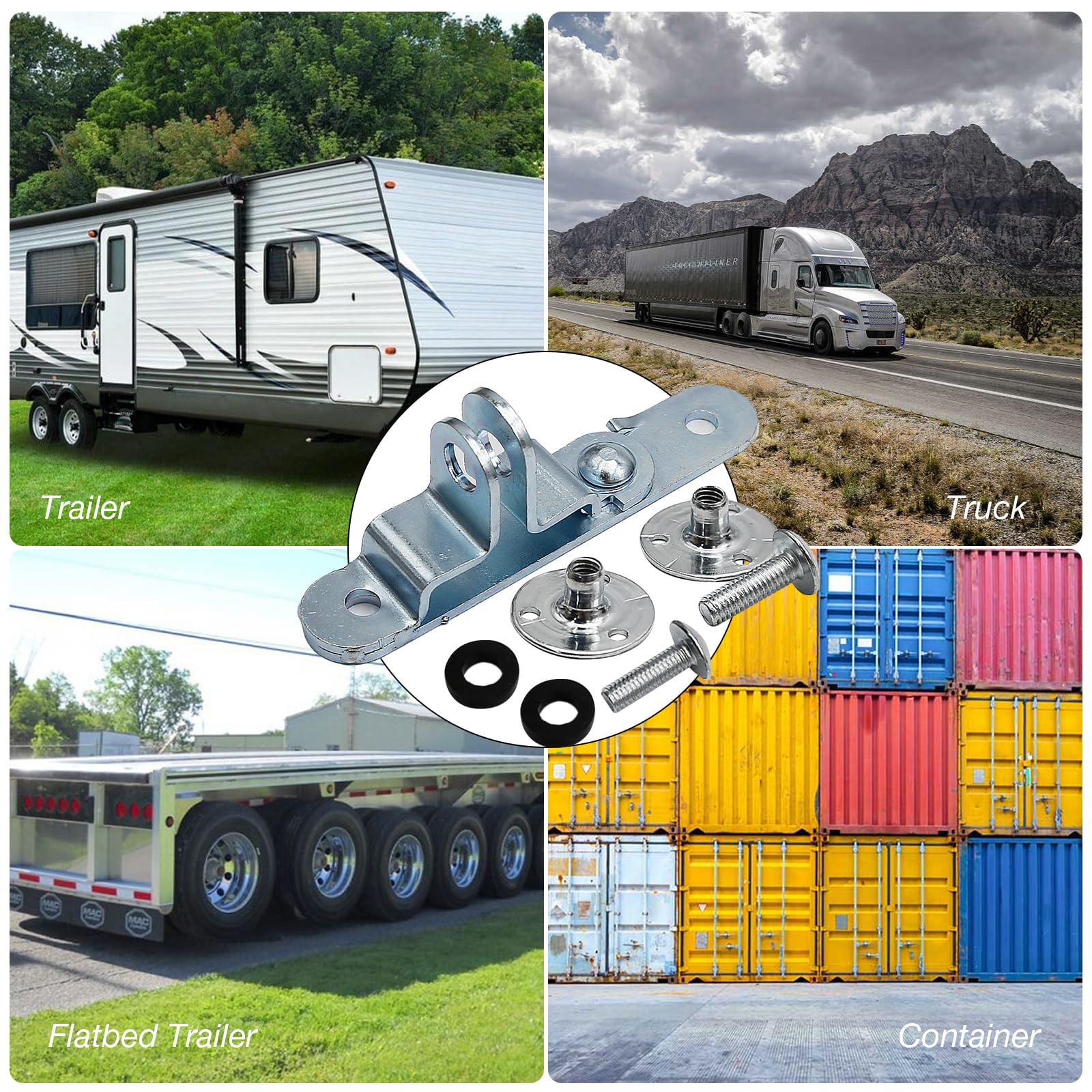 Hoypeyfiy 2Pcs Trailer Door Hasp Kit, Cargo Trailer Door Latch Catch for Enclosed Car Hauler, Truck, Flatbed Trailer, Container