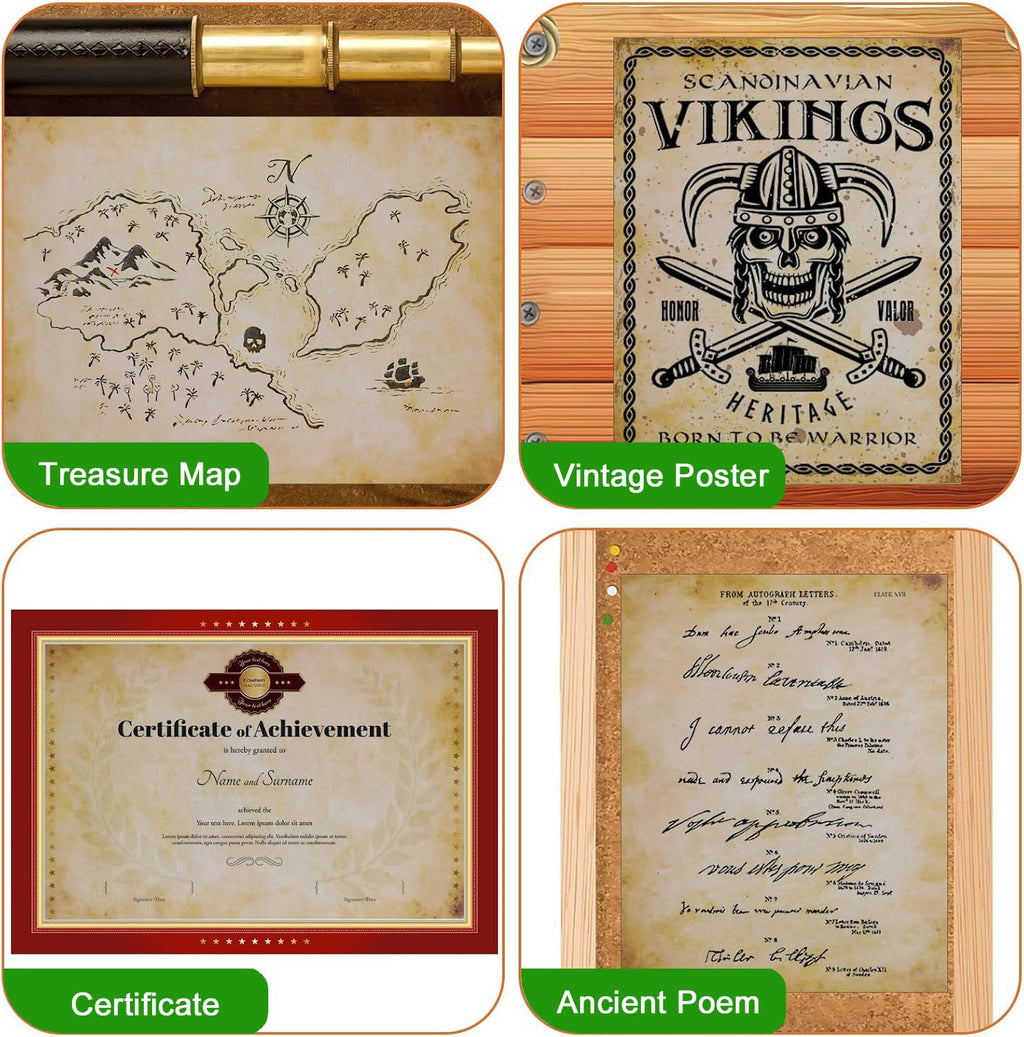 SOYANGNEK 100 Sheets Vintage Paper 8.5 x 11 Antique Looking Letterhead Paper 120GSM Thicker Double-Sided Aged Parchment Paper for Printing Certificate Writing Invitation Resume Award Craft