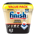 Finish Ultimate Infinity Shine Dishwasher Detergent Pods, 3 Chamber Formula with PowerBall, 5X Grease Fighting, Burnt & Dried-On Stains, Ultimate Clean & Virtually Diamond Shine, No Pre-Rinse, 62 Tabs