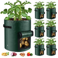 6 Pack Grow Bags, 10 Gallon Potato Growing Bags Durable PE Vegetable Planter Bag with Flap and Handles Large Garden Pots Potato Growing Containers for Vegetables, Fruits and More