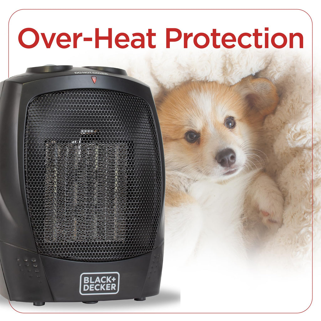 BLACK+DECKER Portable Space Heater, 1500W Room Space Heater with Carry Handle for Easy Transport
