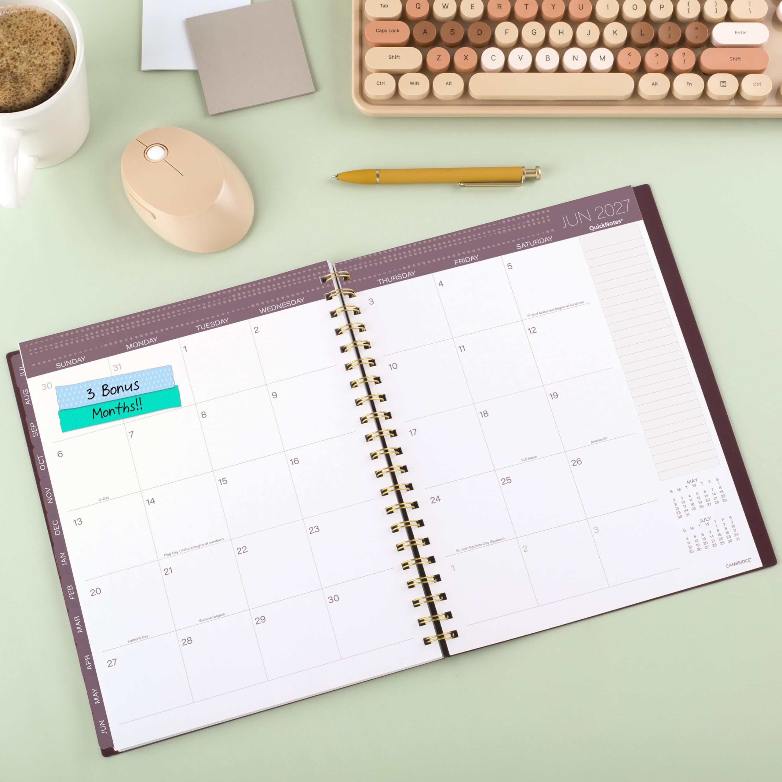 Cambridge Planner 2026-2027 Weekly & Monthly Academic 12-Month July-June, 8-1/2" x 11", Stria (1797-905A)