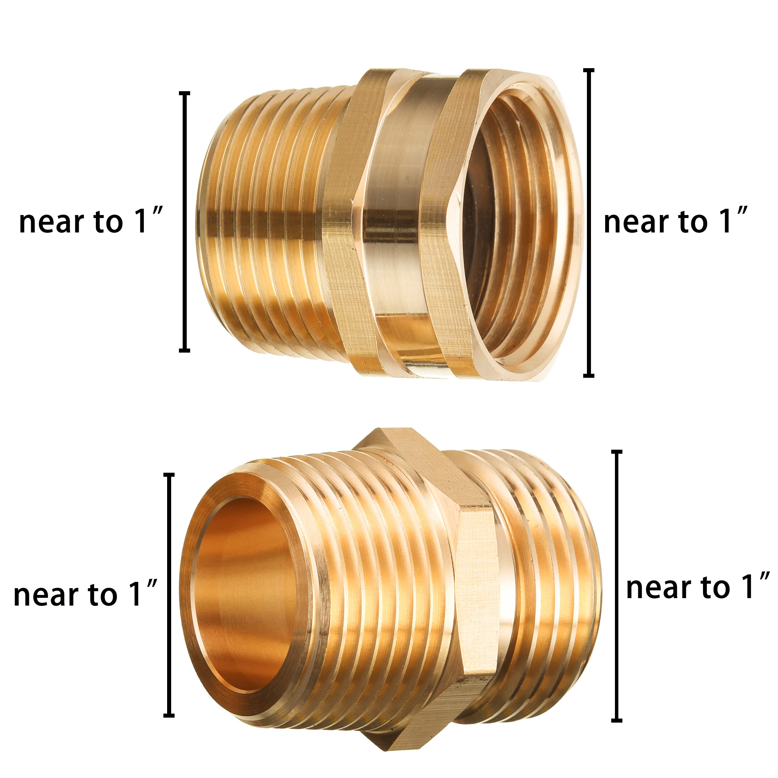 JOEJET Garden Hose Connector, 3/4'' GHT Female and Male to 3/4'' NPT Male, Metal Brass Water Hose to Pipe Thread Adapters and Fittings