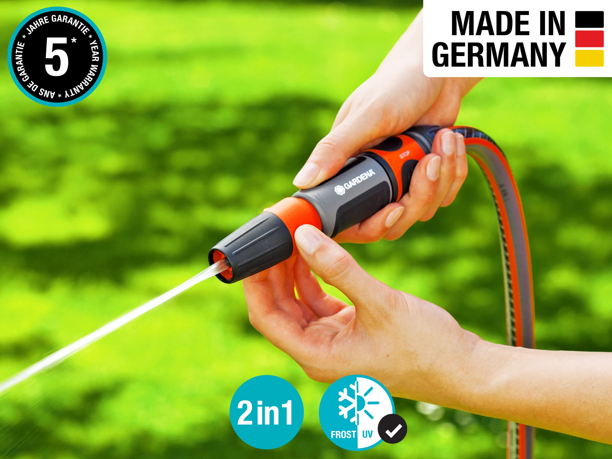 Gardena 7114-FP Frost-Proof Fully Adjustable Nozzle, Includes Waterstop Quick Connector, Made in Germany