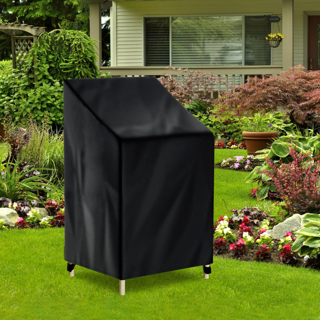 Pektiftn Outdoor Patio Chair Covers waterproof for Stackable Chairs, 100% Waterproof Anti-UV Dustproof All Weather Protection, Garden Lawn Patio Furniture Covers (Black, 2PCS, 28" W x 30" D x 47" H)