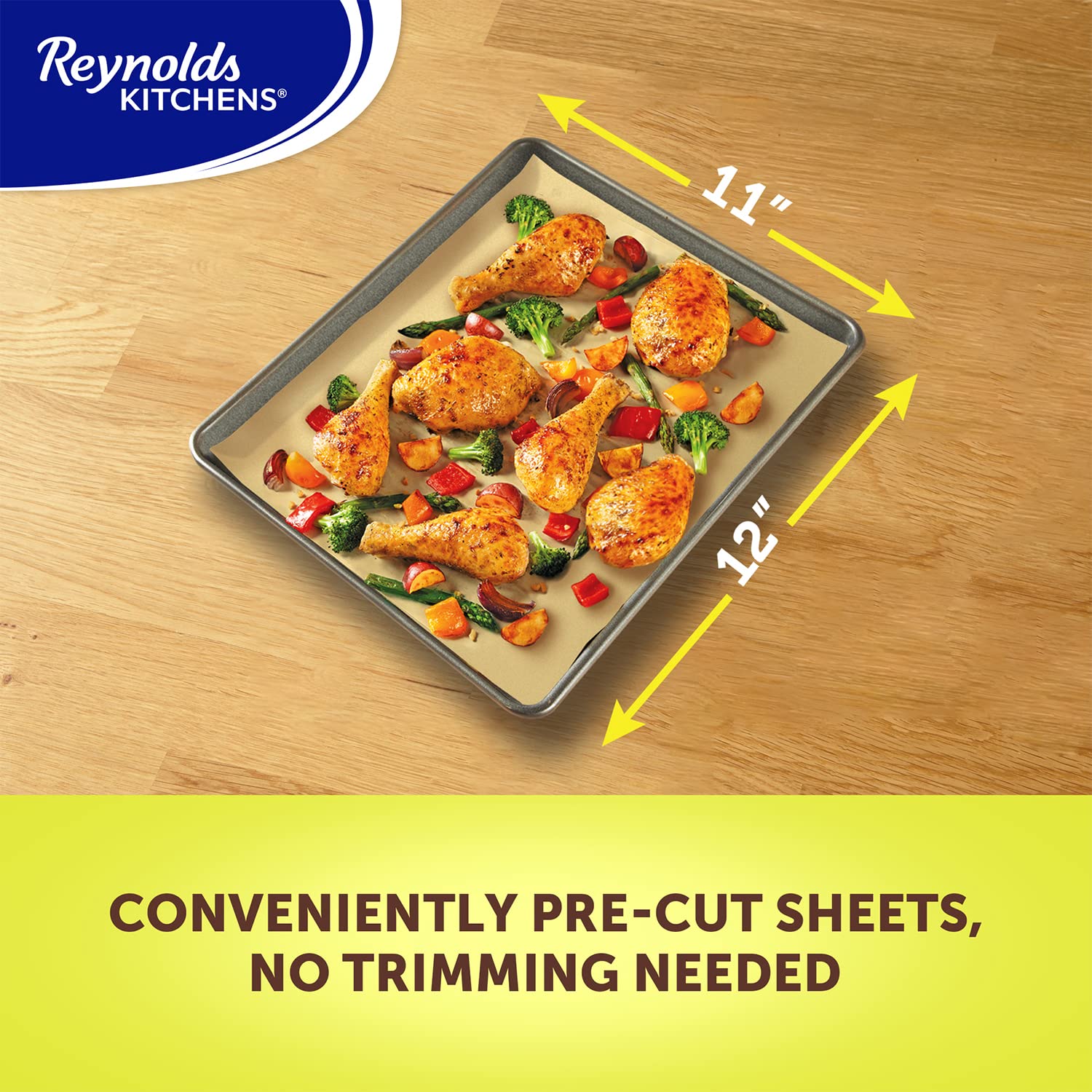 Reynolds Kitchens Pre Cut Parchment Paper Sheets/40ct 4-Pack 160 Liners Total/Unbleached Compostable Baking Paper/Compatible as Air Fryer Liners