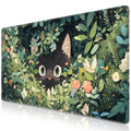 Anime Cat Mouse Pad Green Desk Mat, Kawaii XXL Large Mouse Pad Keyboard with Stitched Edges Non-Slip, 35.4×15.7in Mousepad Mat for Desktop Computer Laptop Office Women Decor Game Funny