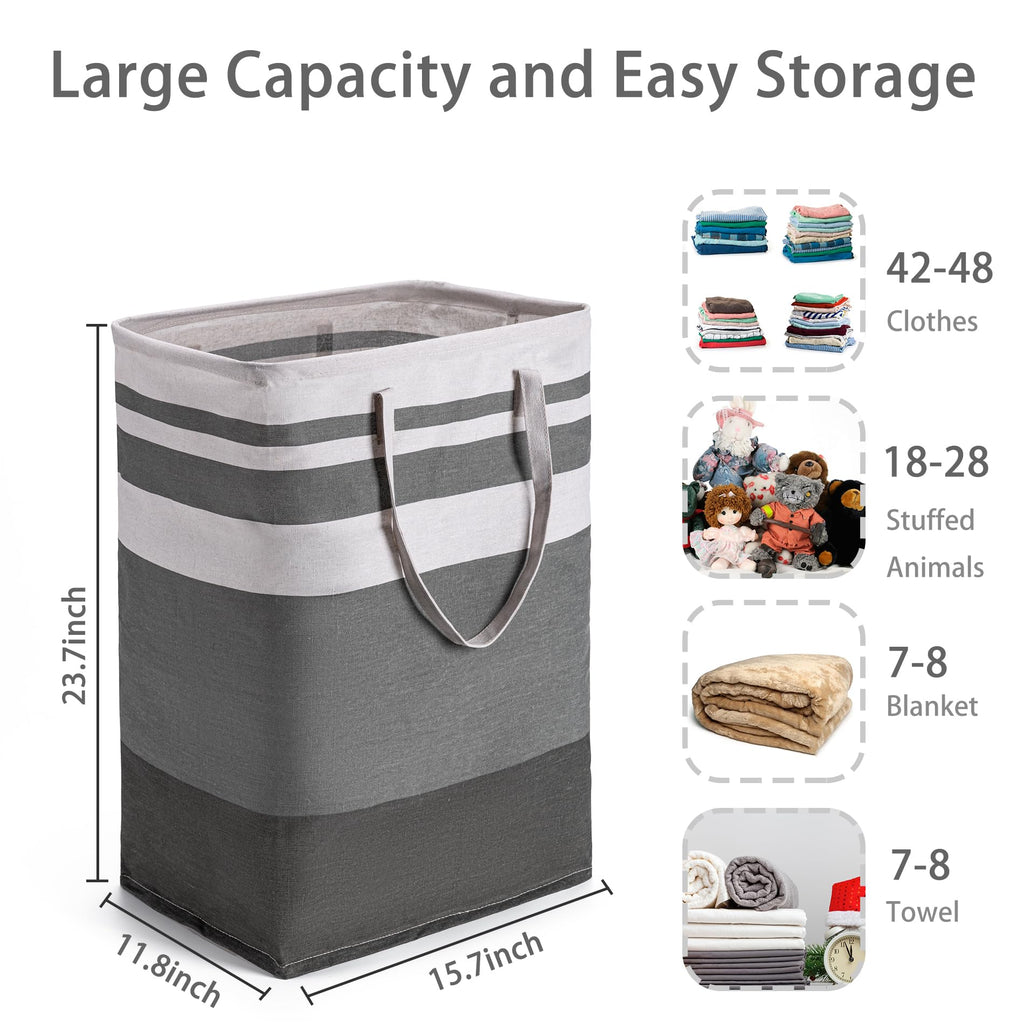 BOOMIBOO 2 Pack Large Laundry Basket,Waterproof Freestanding Laundry Hamper,Collapsible Clothes Basket with Easy Carry Handles in Laundry Room Bathroom Bedroom Dorm,Gradient Grey,75L