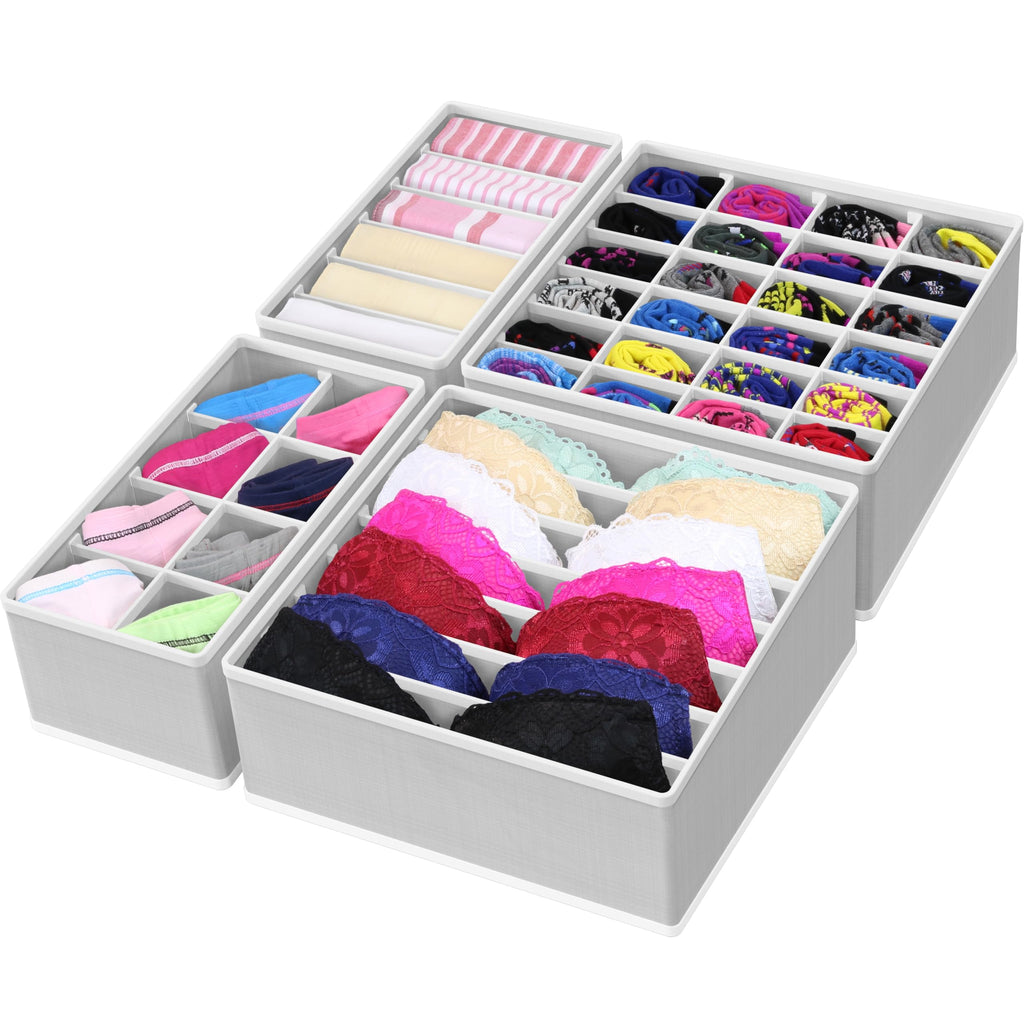 Simple Houseware Closet Underwear and Clothes Organizer Drawer Divider Set of 4, Grey
