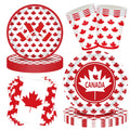 SINGOMON 96PCS Canadian Flag Plates and Cutlery Set Canada Day Dinnerware Set Dinner Plates Disposable Paper Plate Party Cups Paper Napkins for 1th of July Canadian National Day Canada Day Decorations