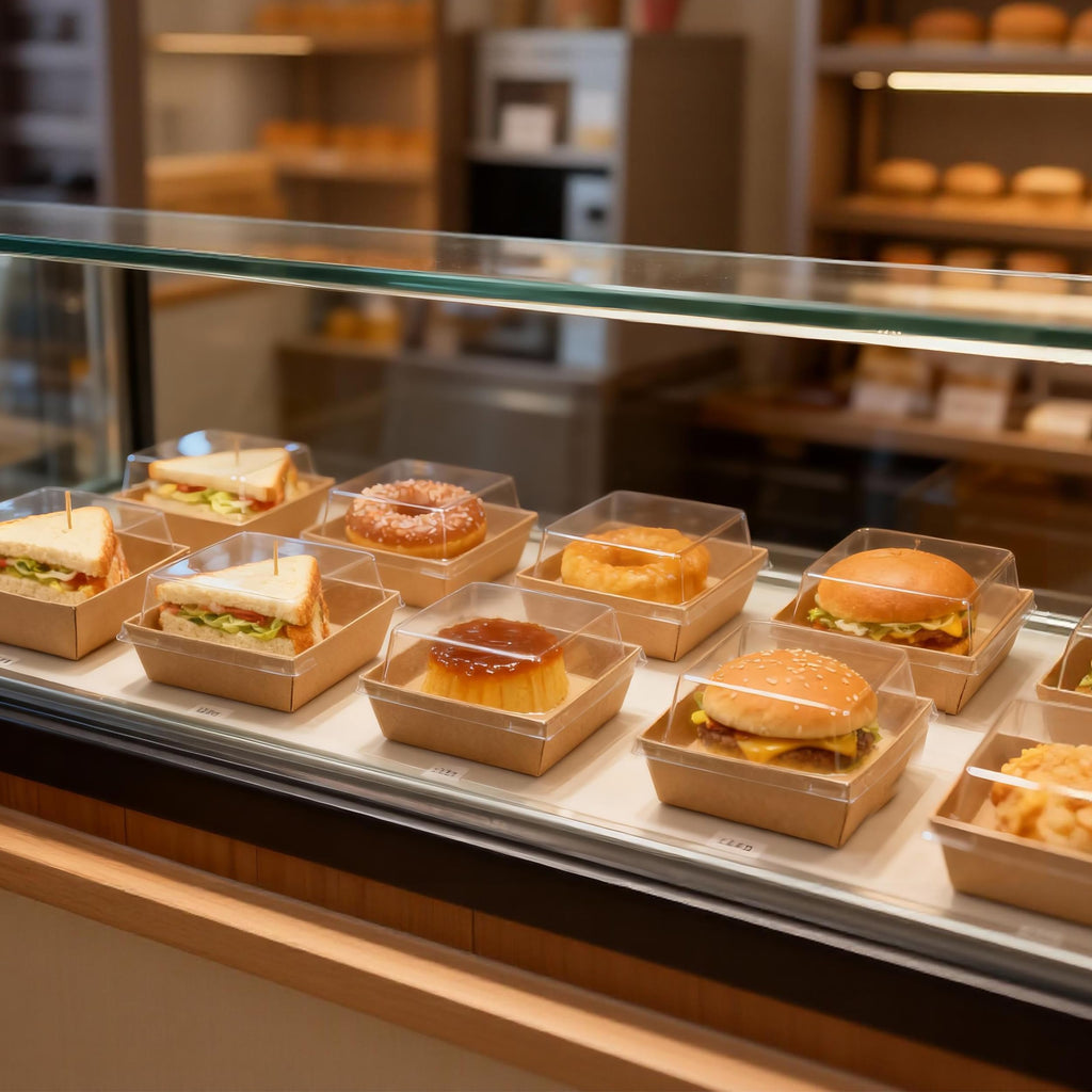 Charcuterie Boxes with Clear Lids Mini Bakery Boxes Disposable Treat Boxes to Go Small Food Containers for Dessert Cookie Sandwich Cake 5.3x4.9x2.5INCH(50 Pack, Brown)