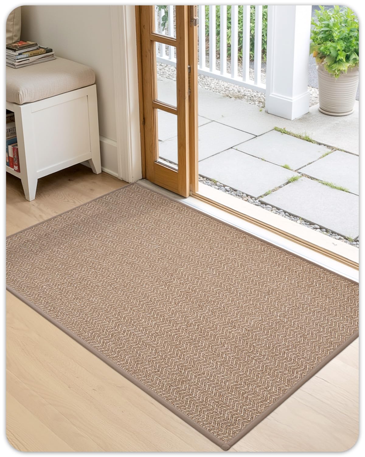 Color&Geometry Front Door Mat Indoor 17"x29.5", Entryway Rugs Non Slip Low Profile Entrance Mat Indoor, Washable Easy Clean Doormat Quick Dry, Dirt Trapper Absorbent Entry Mat, Khaki