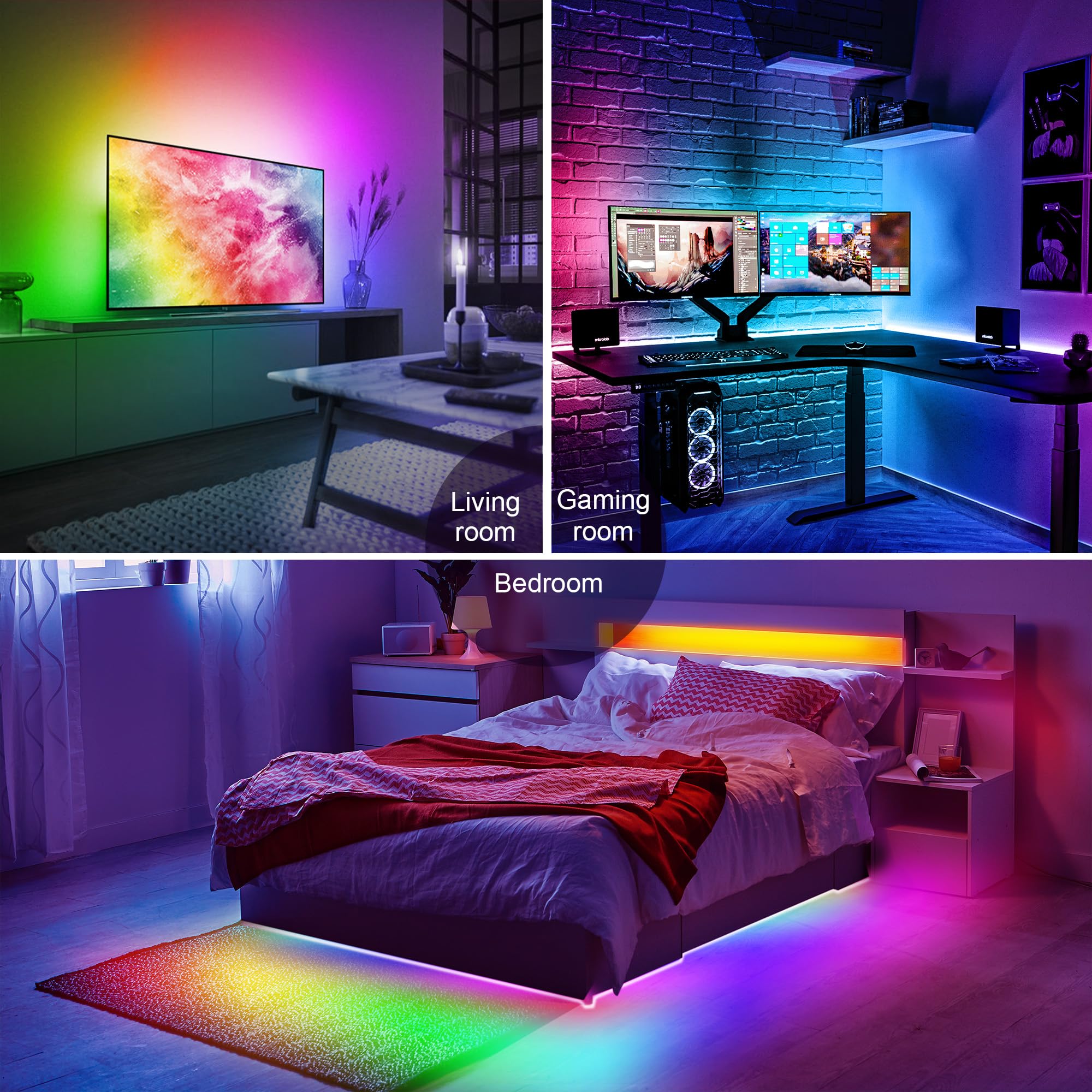24.6FT LED Lights for TV - ICRGB TV LED Backlight Kit for 80-100 Inch, Work with APP & Remote Control, Music Sync TV LED Lights, TVs Lights Behind, USB Powered