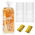 Nicunom 200 Pack Reusable Plastic Bread Bags, Gold Ties, 8” x 4” x 18”, Clear, Sturdy, BPA Free, Perfect for Bread, Bakery, Home Bakers, and Food Service Industries