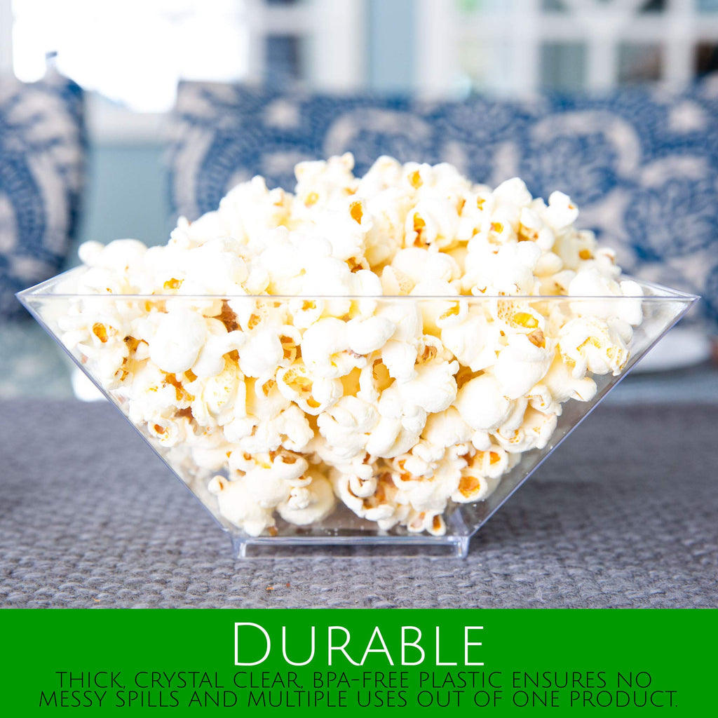 PLASTICPRO Disposable Square Plastic Medium White Serving Bowls Extra Heavy Duty for Party's Snack or Salad Bowl, Elegant Pack of 4