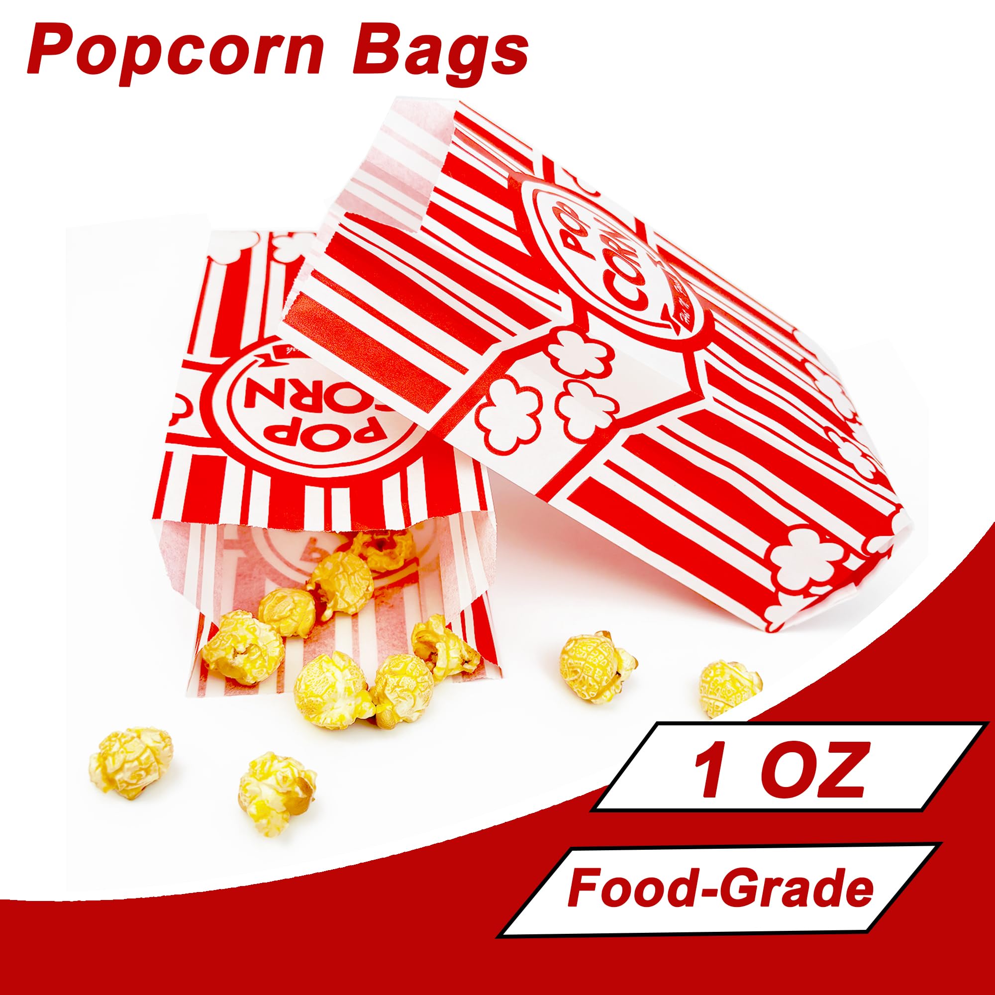 Homrelaxy 300Pcs Paper Popcorn Bags, 1 oz Popcorn Bags Individual Servings, Bulk Pop Corn Sleeves for Pop Corn Machine, Movie Night, Cinema, Carnival, Party, Concessions (300)