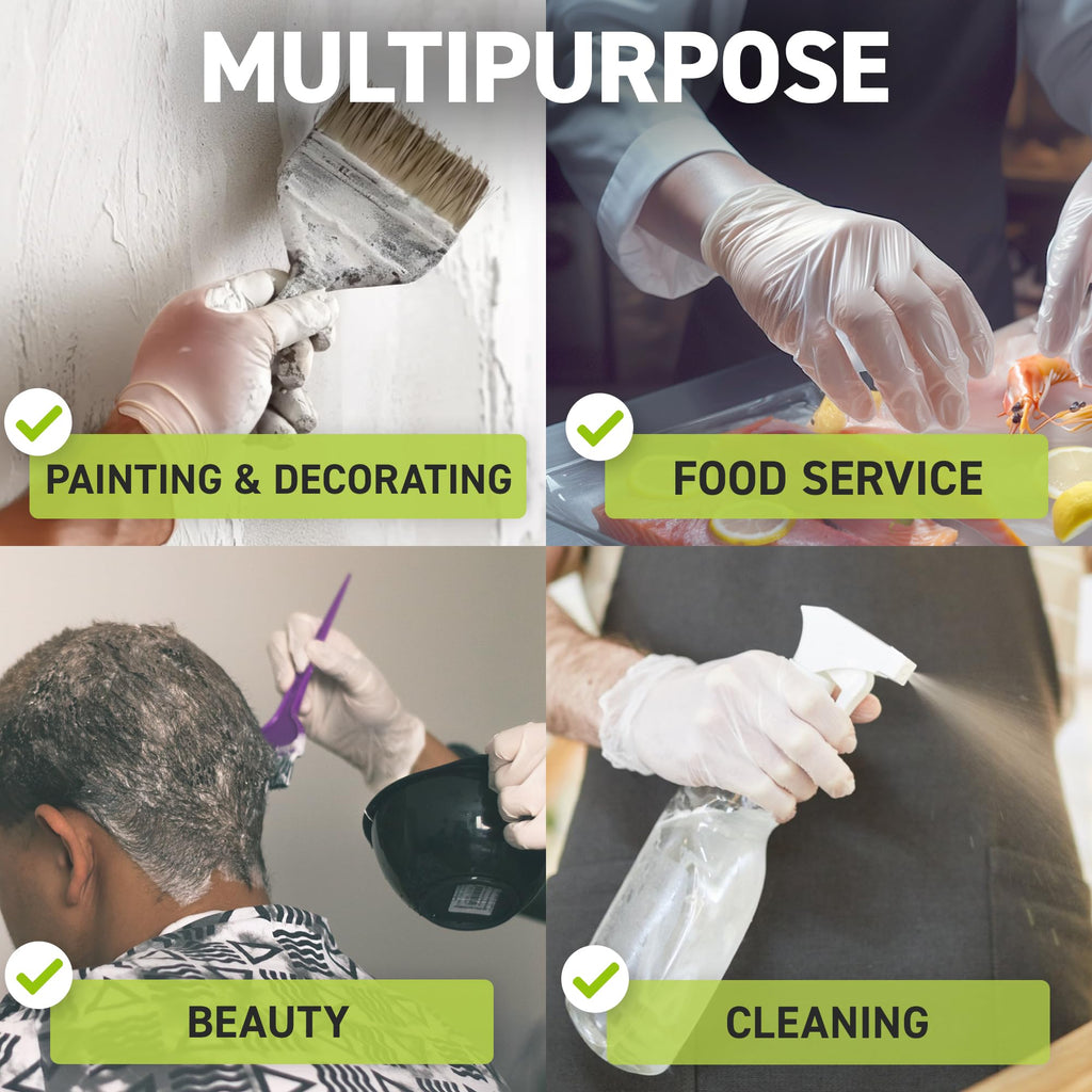 72HRS Vinyl Disposable All Purpose Clear Gloves – 4 mil, Latex Free and Power Free, Food Grade Multipurpose Gloves (200, Large)