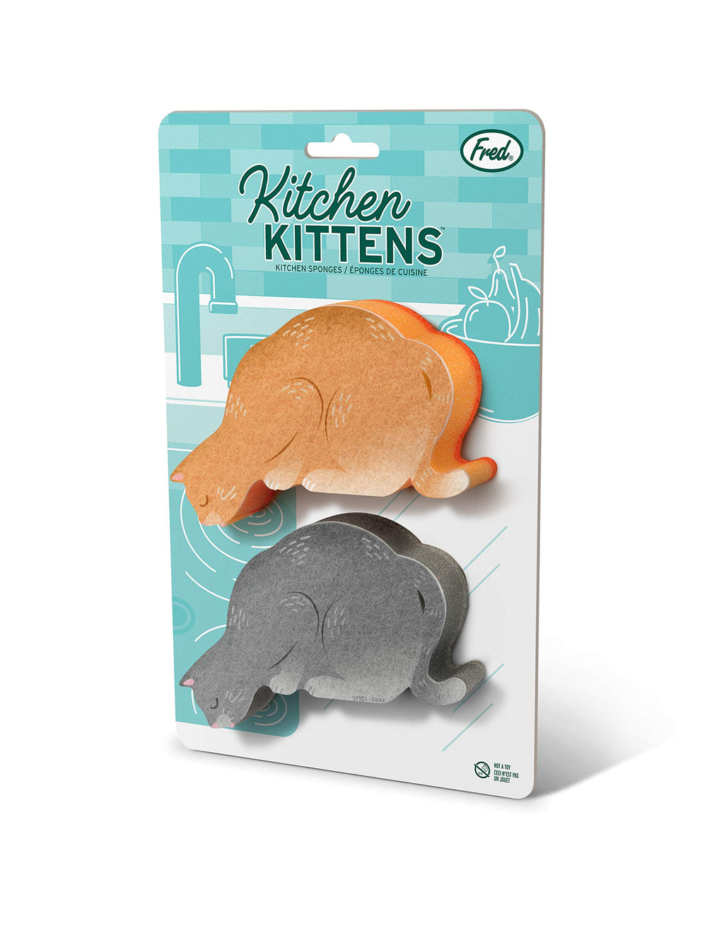 Fred Kitchen Kittens Sponge, Set of 2, Assorted Colors