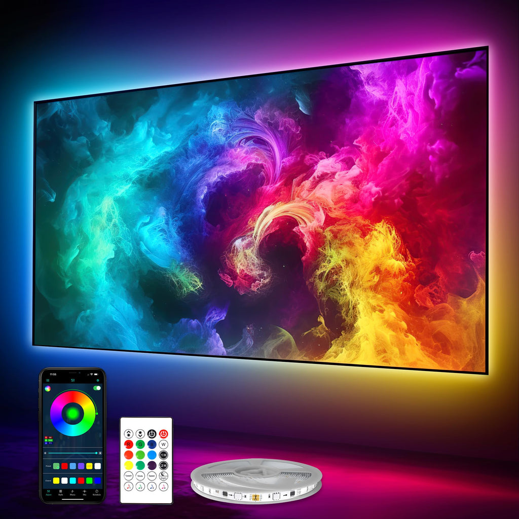 24.6FT LED Lights for TV - ICRGB TV LED Backlight Kit for 80-100 Inch, Work with APP & Remote Control, Music Sync TV LED Lights, TVs Lights Behind, USB Powered