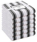 Cotton Clinic Set of 6 Vintage Stripe Cotton Kitchen Dish Towels 16x26, Tea Towels and Cleaning Towels, Kitchen Towels with Hanging Loop, Black White