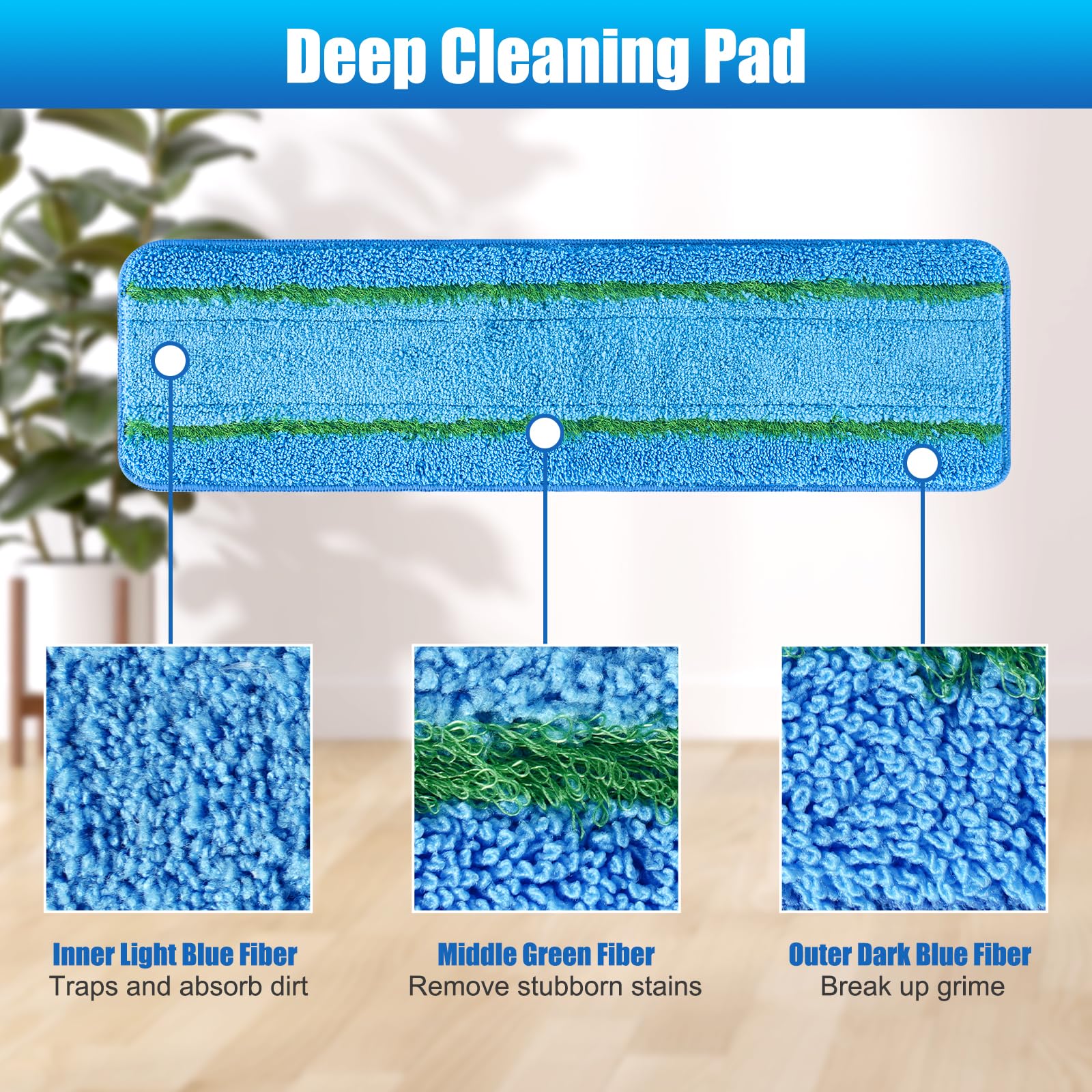 Cleaning Pad for Bona,Microfiber Mop Pads for Hardwood & Hard Surface Floors,4 Pack Washable Reveal Mop Head Replacement for Wet/Dry Spray Mops Cleaning