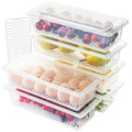 SOUJOY 6 Pack Produce Saver Container, 1.5L Food Storage Containers for Fridge with Lid, Stackable Fruits Storage Keeper with Removable Drain Plate for Vegetables, Meat, Fish Fresh and Dry