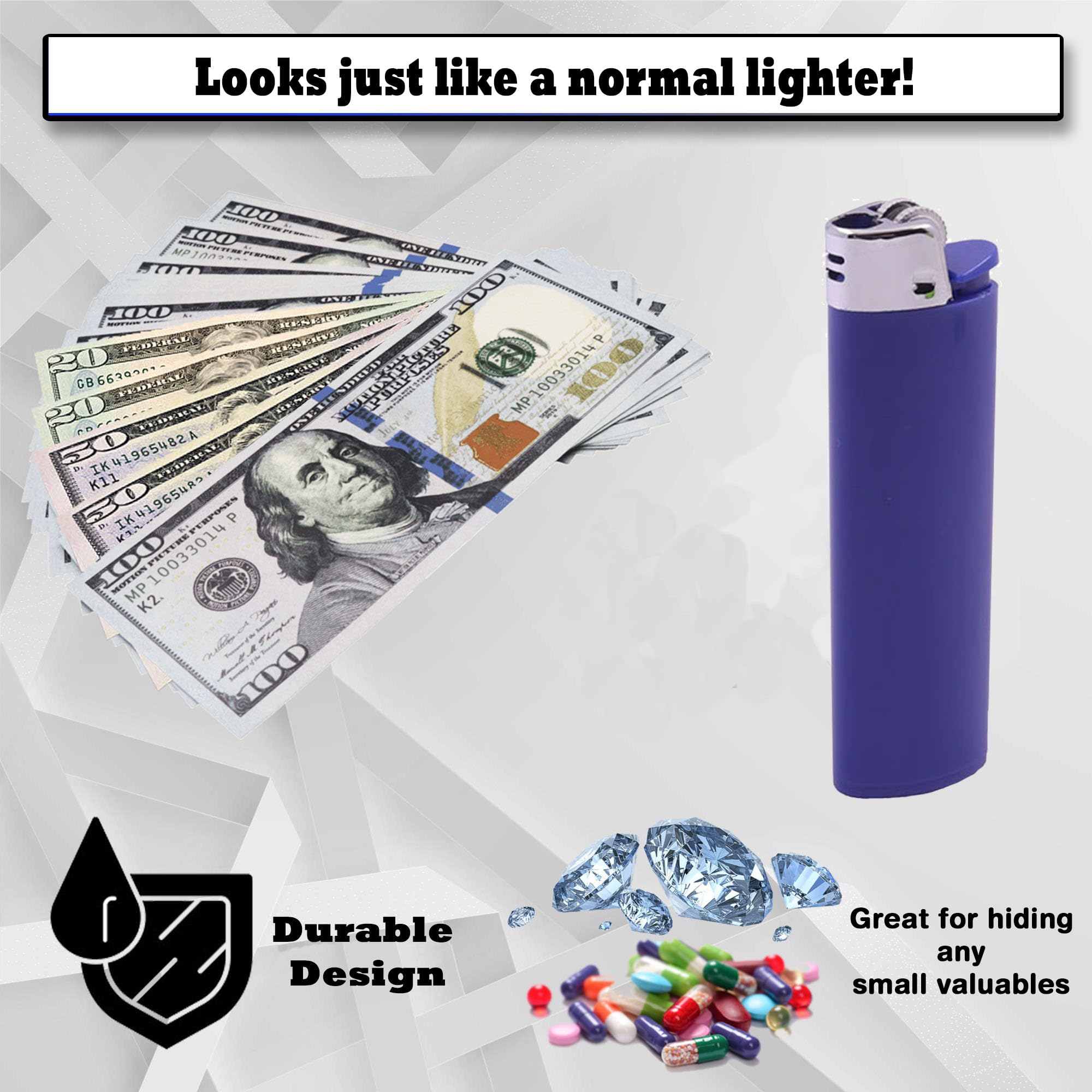 SECRET STASH Fake Lighter Diversion Safe - Hidden Compartments for Cash Jewelry Pills | Storage Box Discreet Hide Money Small Container Store Valuables in Plain Sight Safes Pill Hiding Light (5)
