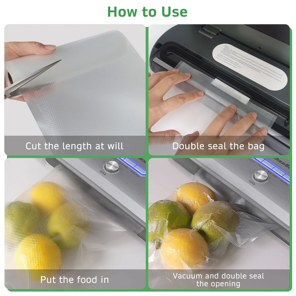 Food Vacuum Sealer Bag Rolls: KitchenBoss 6 Rolls Food Saver Bags,6 8 11 inch Sous Vide Bags Rolls with BPA Free, Commercial Grade Vac seal Bags for All Vacuum Sealer
